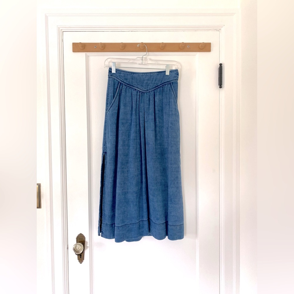 Wilfred indigo blue linen blend skirts xxs